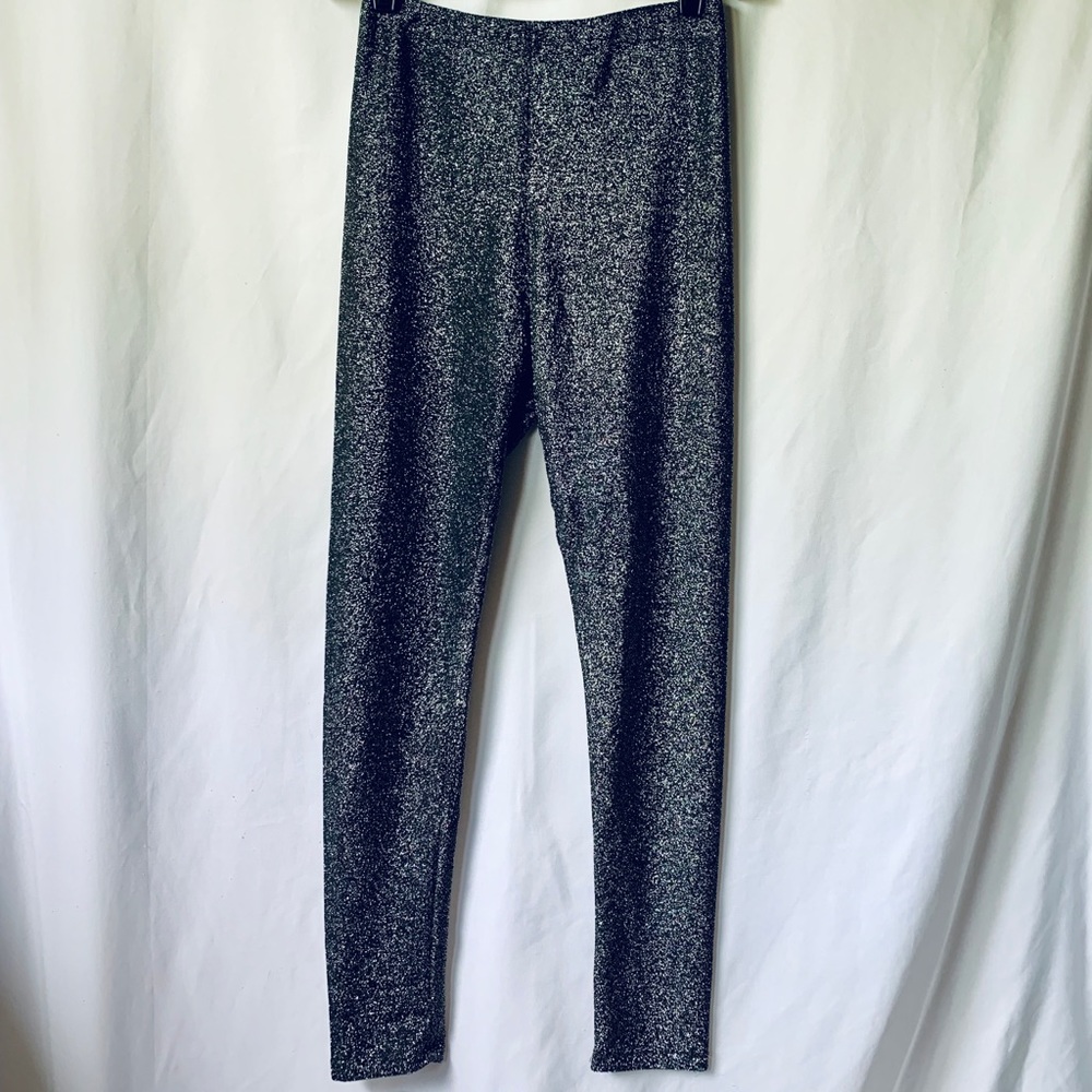 Forever 21 Sparkly silver and black legging